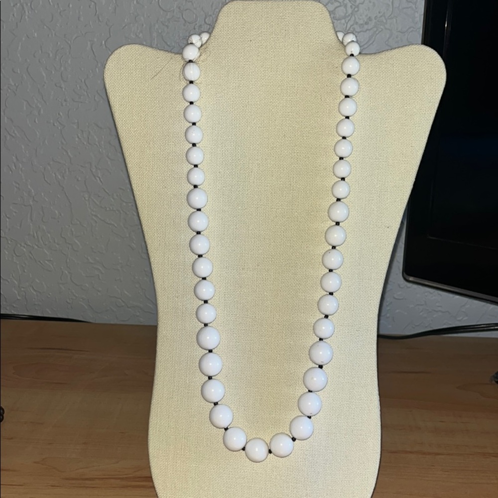Classic yet Fun & Whimsical White Beaded Necklace